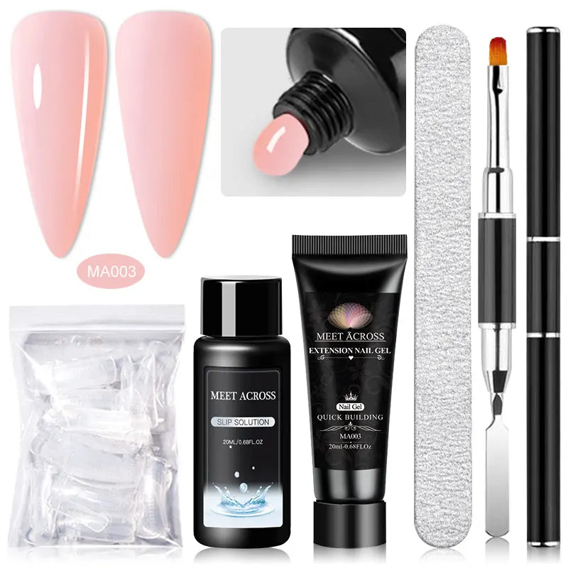 MEET ACROSS 5PCS/SET Extension Gel For Nails Finger Extension Gel Manicure Slip Solution Acrylic Nail Art Varnish DIY Tool