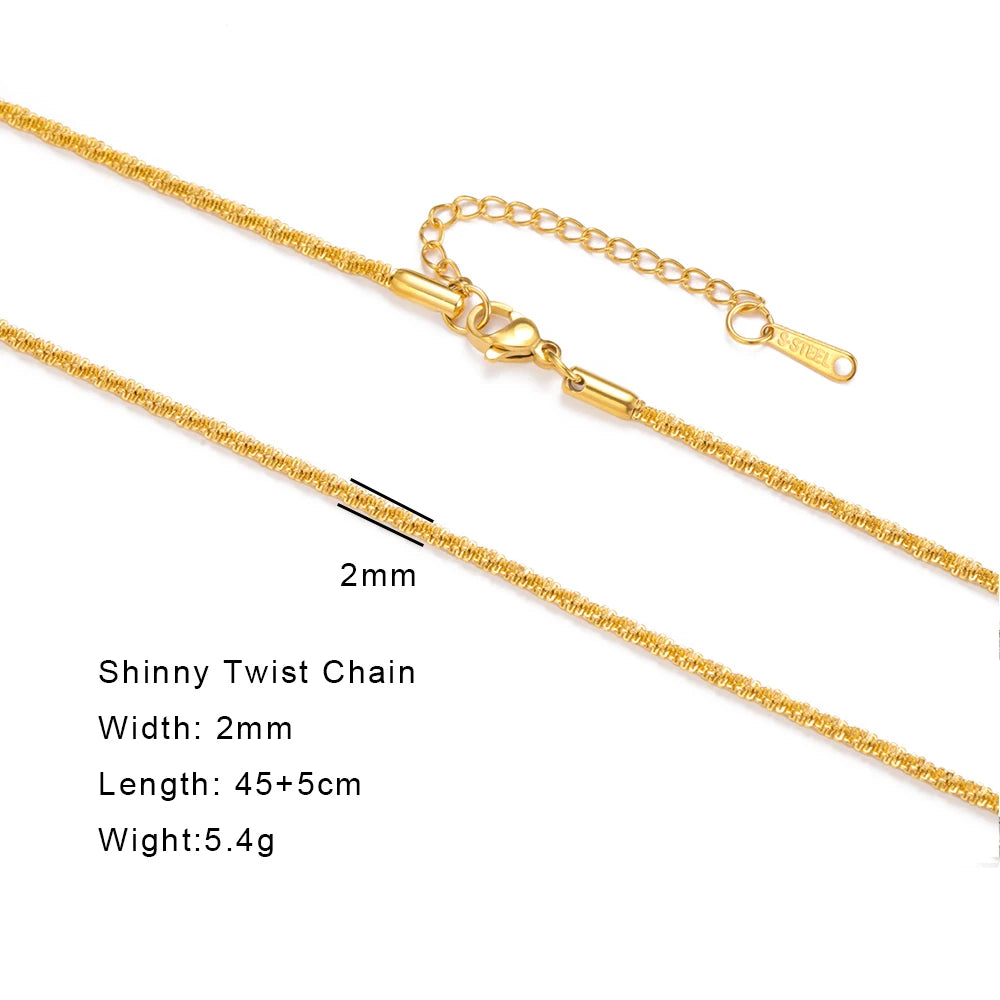 Skyrim Stainless Steel Gold Color Chain Necklace Women Minimalist Cuban Paperclip Twisted Snake Chain Fashion Jewelry Wholesale