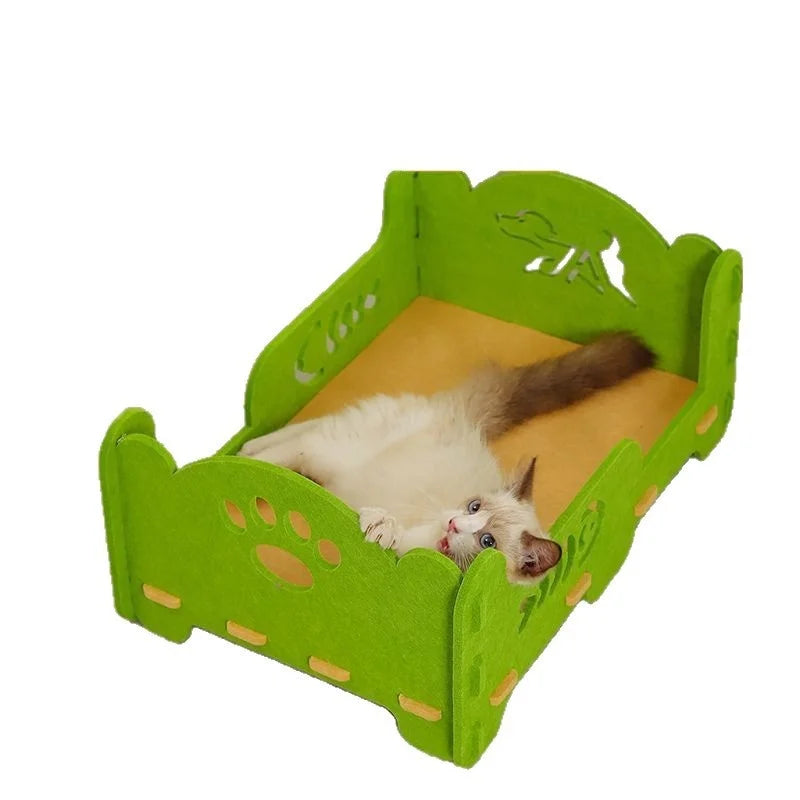 2-Layer Felt Cat House Indoor Multi-Functional Pet Bed for Large Cats And Kittens Removable Washable Breathable Scratching Board