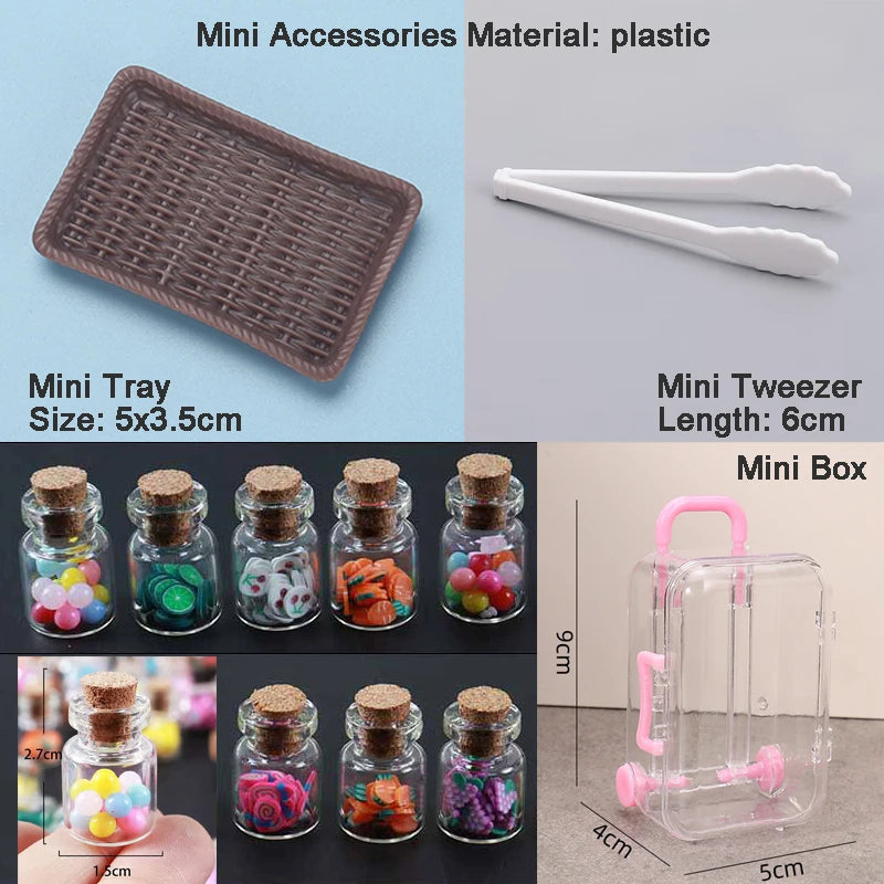 DIY Miniature Doll House Refrigerator Food Toy Simulative Fridge Microwave Oven Kitchen Utensils For Girls Kids Christmas Gifts