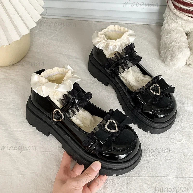 2025 Spring and Autumn Women's Shoes Fashion Round Toe Medium Heel Bow Knot Pumps Belt Buckle Ladies Casual Mary Jane Shoes