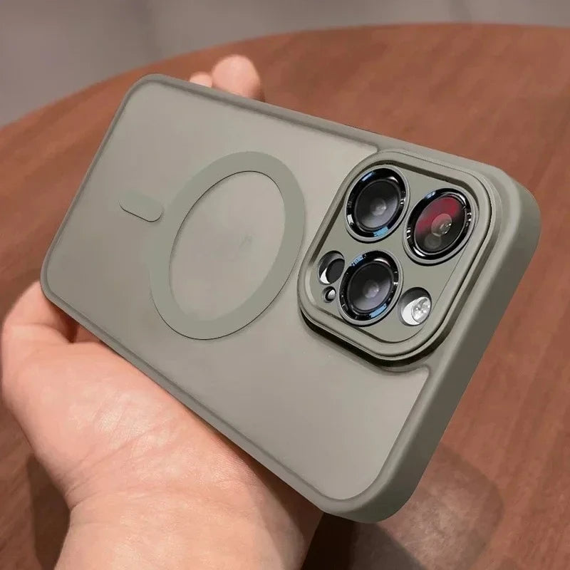 Original Case For iPhone 17 Air 16 15 14 13 12 11 Pro Max Plus For Magsafe Magnetic Wireless Charge Lens Protector Matte Cover