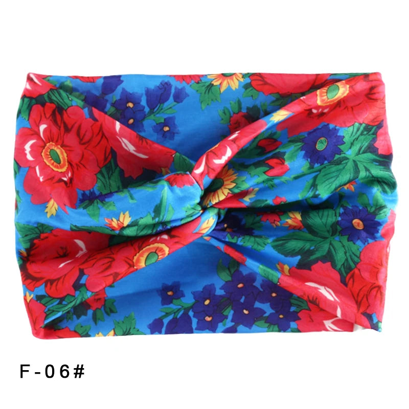 Printed Wide Elastic Headband Pilates Yoga  Running Cycling Hairband Turban Makeup Hair Hoop Makeup Headwrap for Women Girl