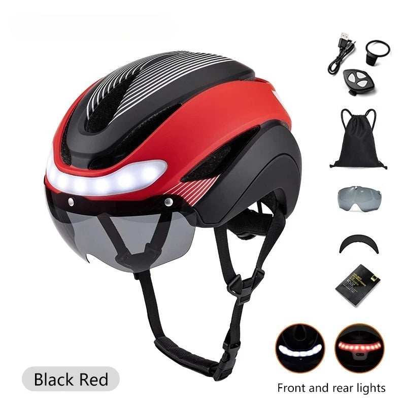 Horntour New Bicycle Helmet Road cycling bicycle helmet with led Men and Women Outdoor Sports Integrally Molded lightweight