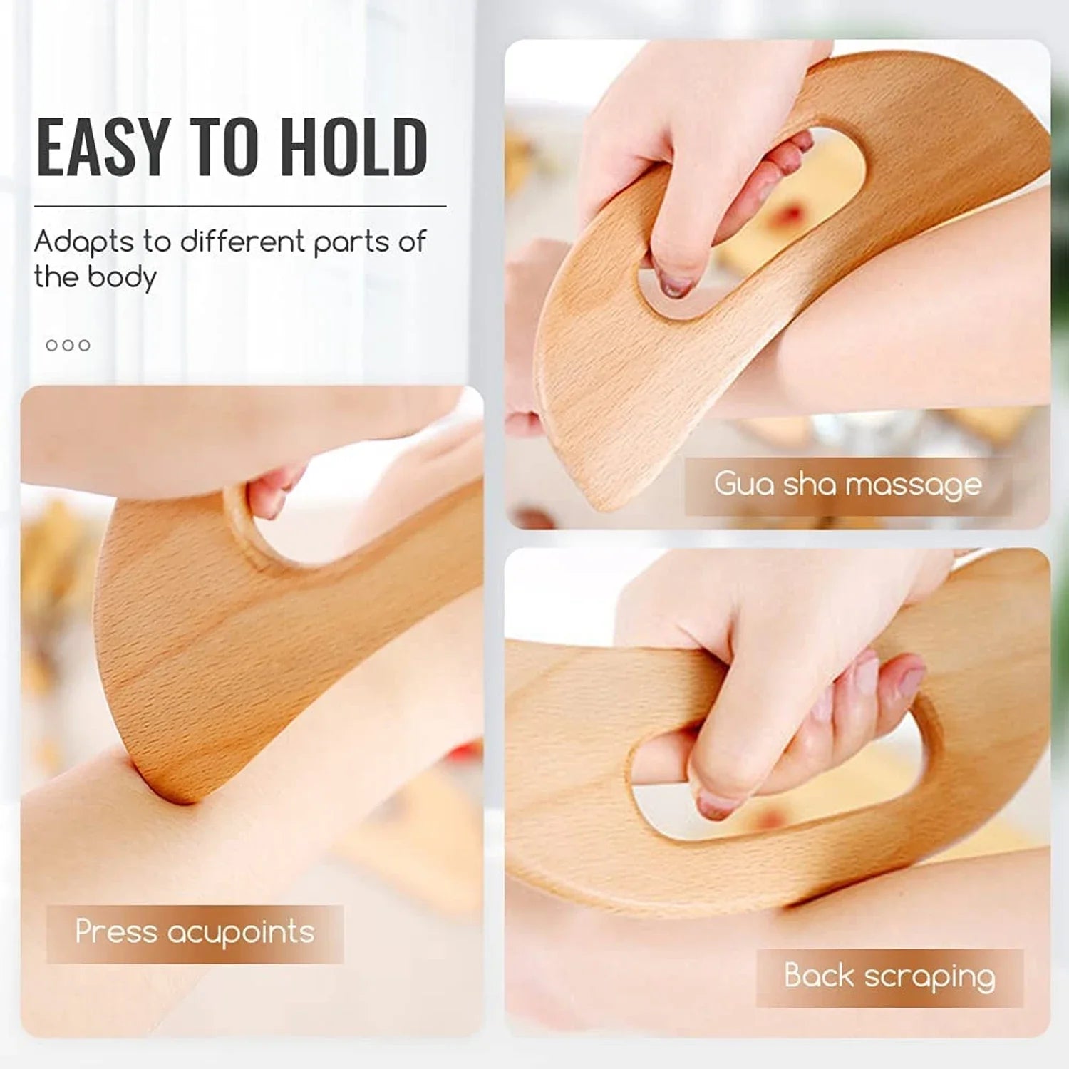 Body Gua Sha Tool Wooden Lymphatic Drainage Tool for Anti Cellulite and Relieve Muscle Fatigue Massage Tools for Neck Back