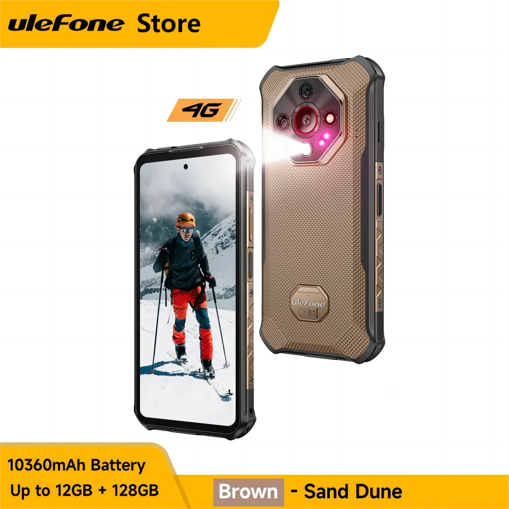Ulefone Armor X16 Rugged Phone 10360mAh Battery Up to 12GB RAM 128GB ROM 120Hz 6.56" Night Camera NFC 4G Android 15 Smartphone