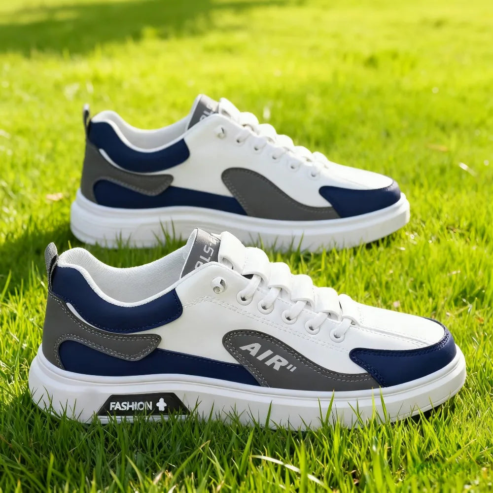 Men's Casual Slip-On Work oes Breathable Wear-Resistant Faionable All-Season Leather Patchwork round Toe PVC Outsole