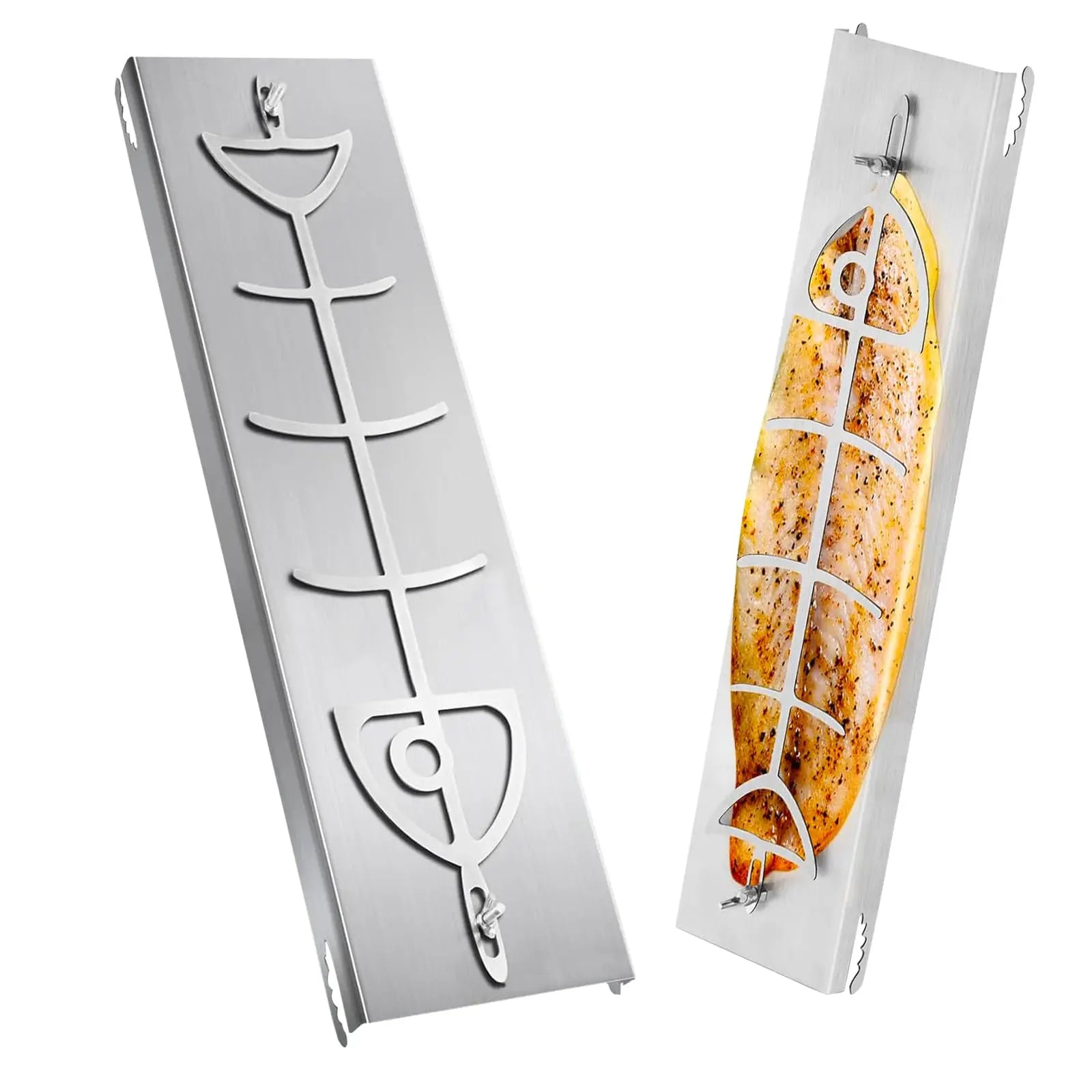 Flame Salmon Holder,304 Stainless Steel Flat Cooking Rack Height Adjustable Outdoor BBQ Cookware for Grilling Fish