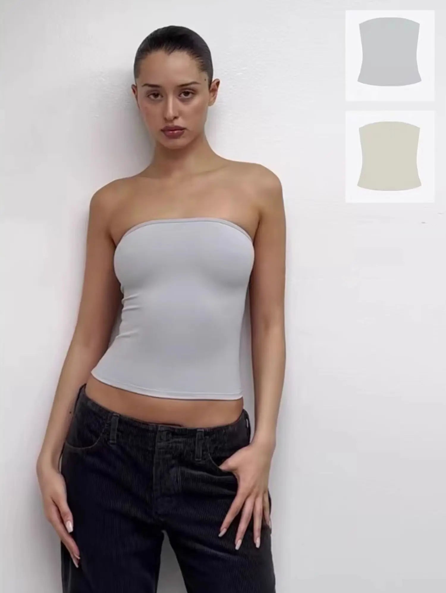 Tank new color soybean color misty blue sleeveless top Kiko's same style minimalist and fitted short top