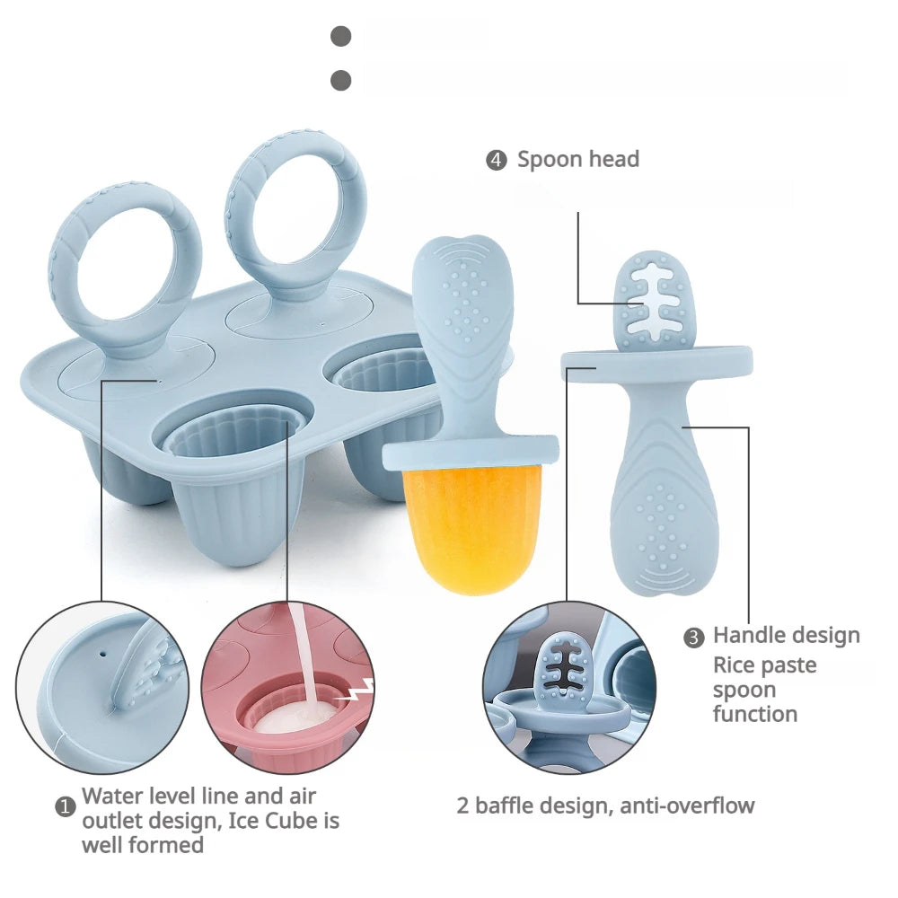 Baby Silicone Mold Set,Teething Teether,Perfect for Freezing Breast Milk, Formula & Smoothies - Essential Baby Feeding Accessory