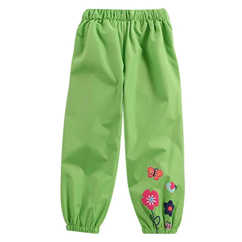 Baby Clothes Waterproof Rain Pants Candy Color Flower Pattern Boys Girls Pants Spring Autumn Outdoor Rain Trousers Kids Clothing