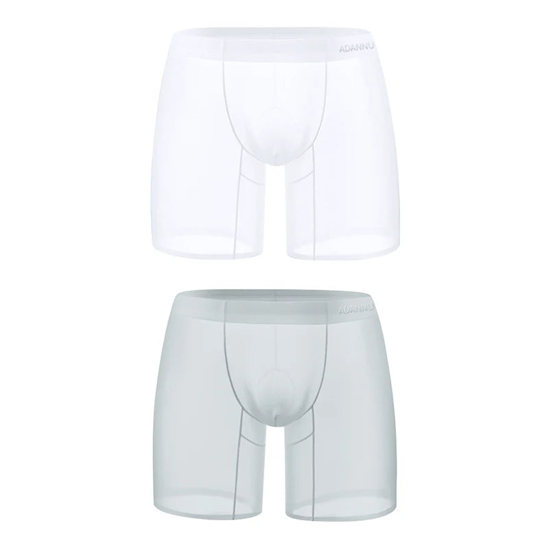 1/2/3 PCS Men's Ice Silk Boxers Transparent 0.01 Ultra-thin Fabric See Through Seamless Underwear antibacterial Boxer Shorts