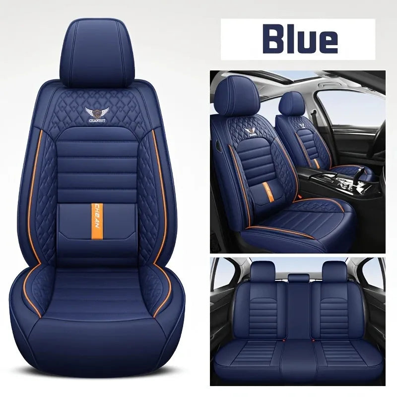 5 Seat Full Set Breathable Napa Leather Car Seat Cover - Luxury Fitted, Ergonomic Design With Fixed Lumbar Support