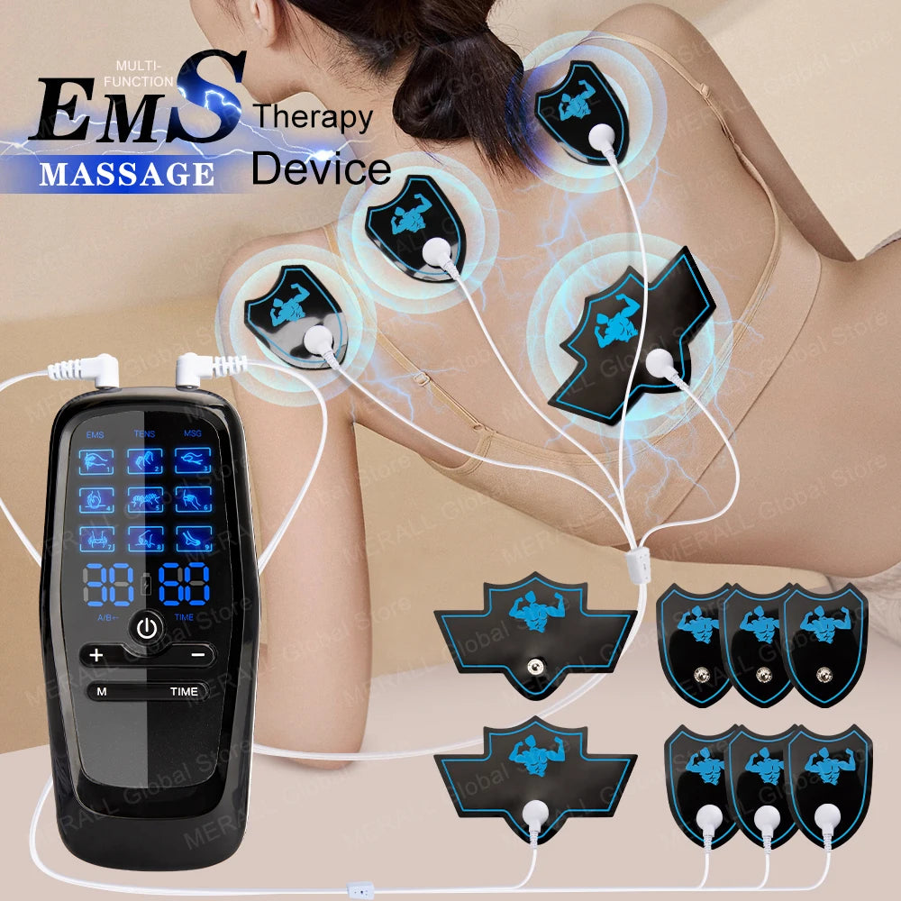 Professional Tens Electric Stimulation Massager Muscle EMS Therapy Pain Relief Adjustable Lightweight LCD Display Body Massager