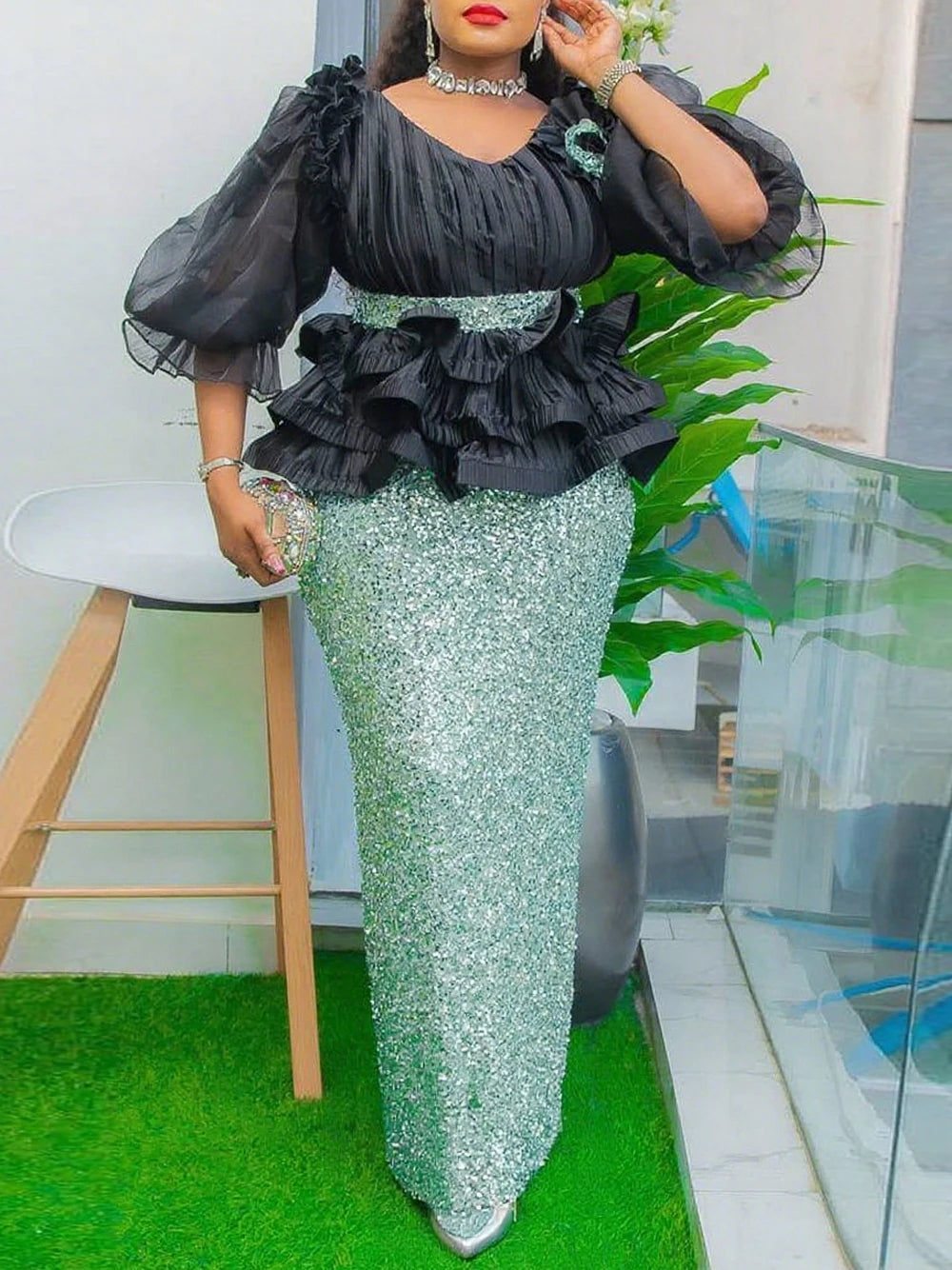 2025 Summer Party Evening Dresses Elegant Ladies Luxury Bodycon Maxi Robe Puff Sleeve Dress Africa Clothes Wedding Prom Gowns