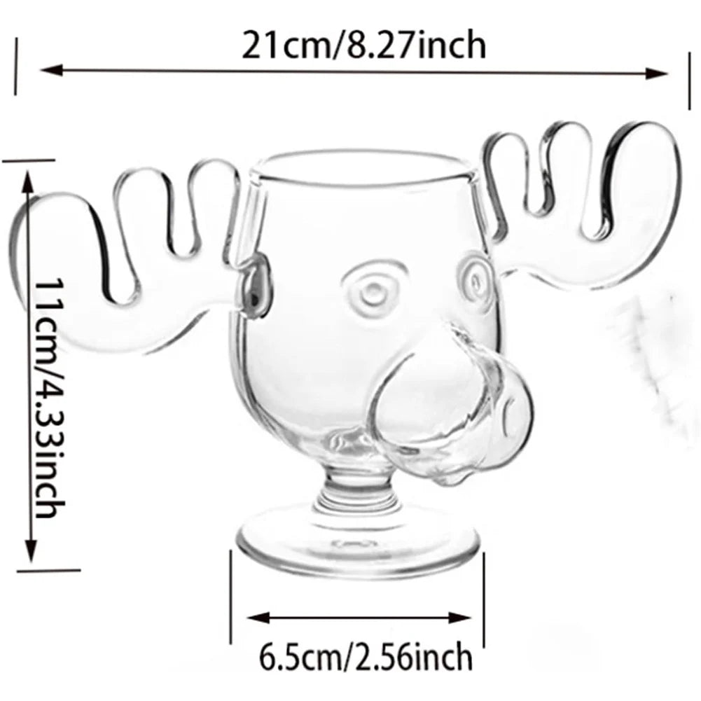 1/2/3PCS Christmas Elk Glass Cup 8Oz Milk Moose Mug Christmas Reindeer Head Beer Water Cup Xmas Holiday Party Drinkware Gifts