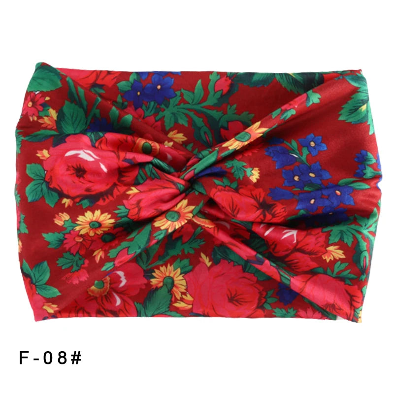 Printed Wide Elastic Headband Pilates Yoga  Running Cycling Hairband Turban Makeup Hair Hoop Makeup Headwrap for Women Girl