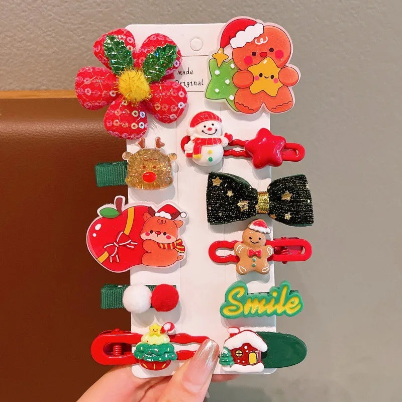 Christmas cartoon hair clip for kids; cute bangs side clip; Santa Claus duck mouth clip; little girl side clip.