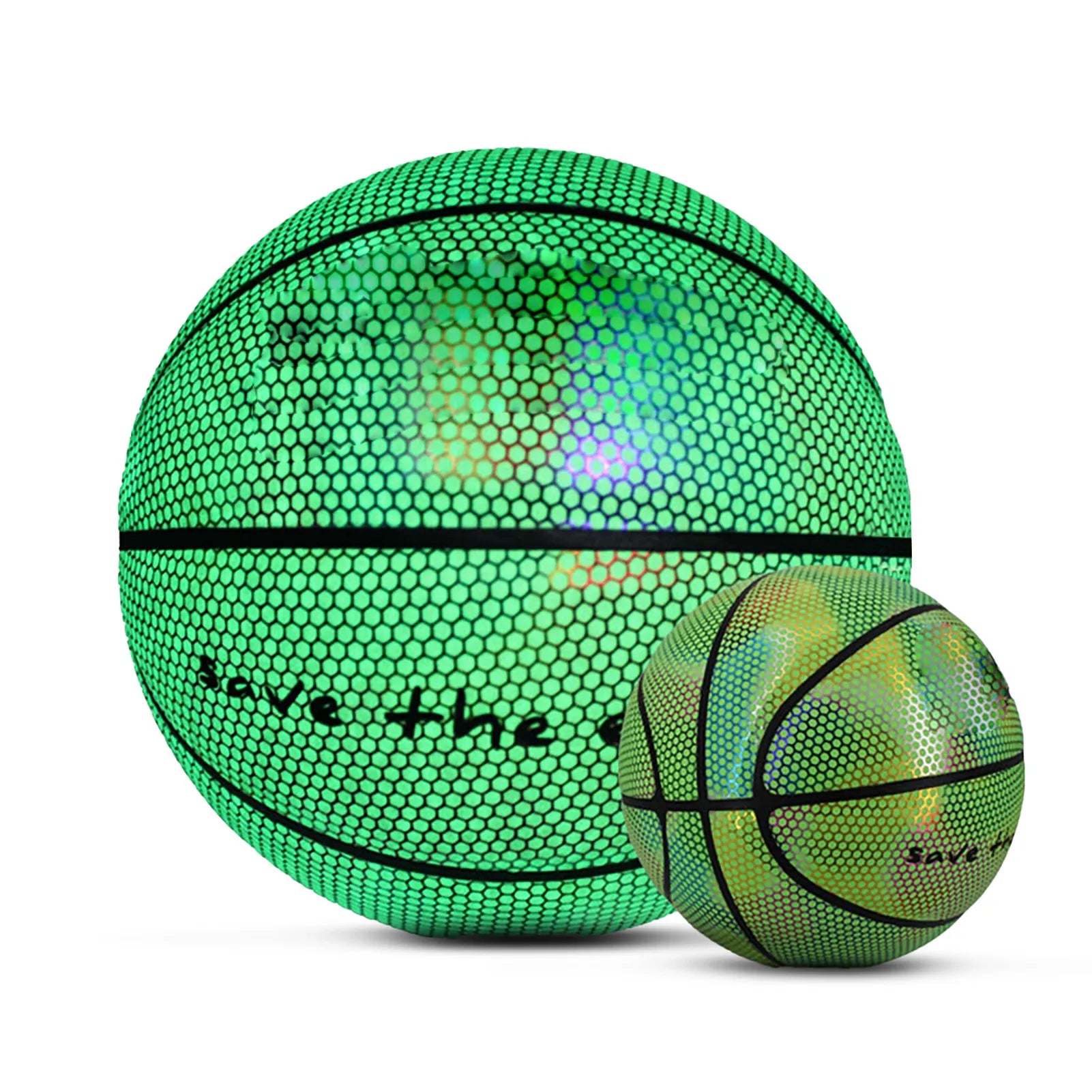 Holographic Glowing Reflective Basketball Size 7 Wear Resist PU Luminous Basket Ball for Adults Reflective Glowing Basketball