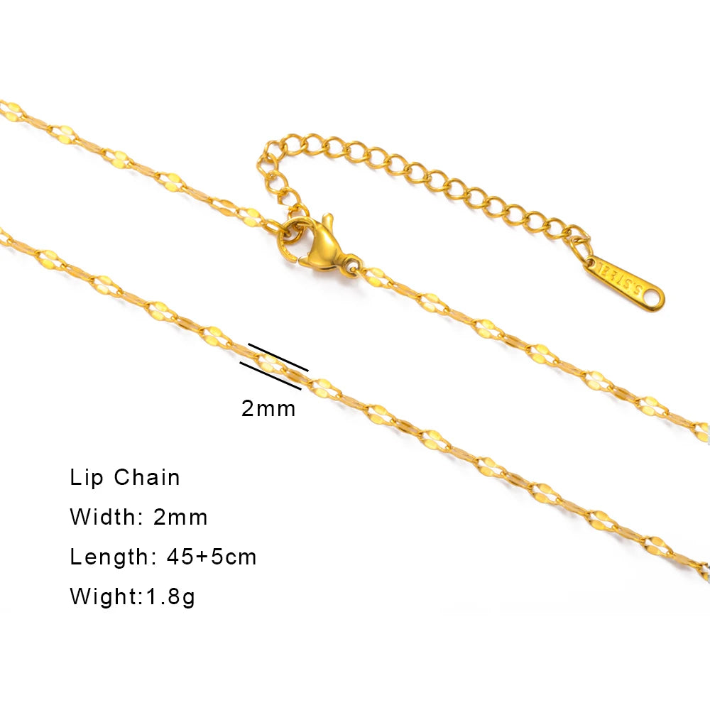Skyrim Stainless Steel Gold Color Chain Necklace Women Minimalist Cuban Paperclip Twisted Snake Chain Fashion Jewelry Wholesale