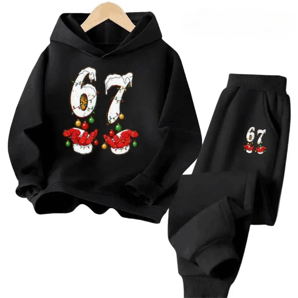 4-13Y 67 Skin-Friendly Kids Suit Hypoallergenic Cotton 2Pcs Playwear Free Shipping 2026 Children's Comfortable Sweatshirt Set