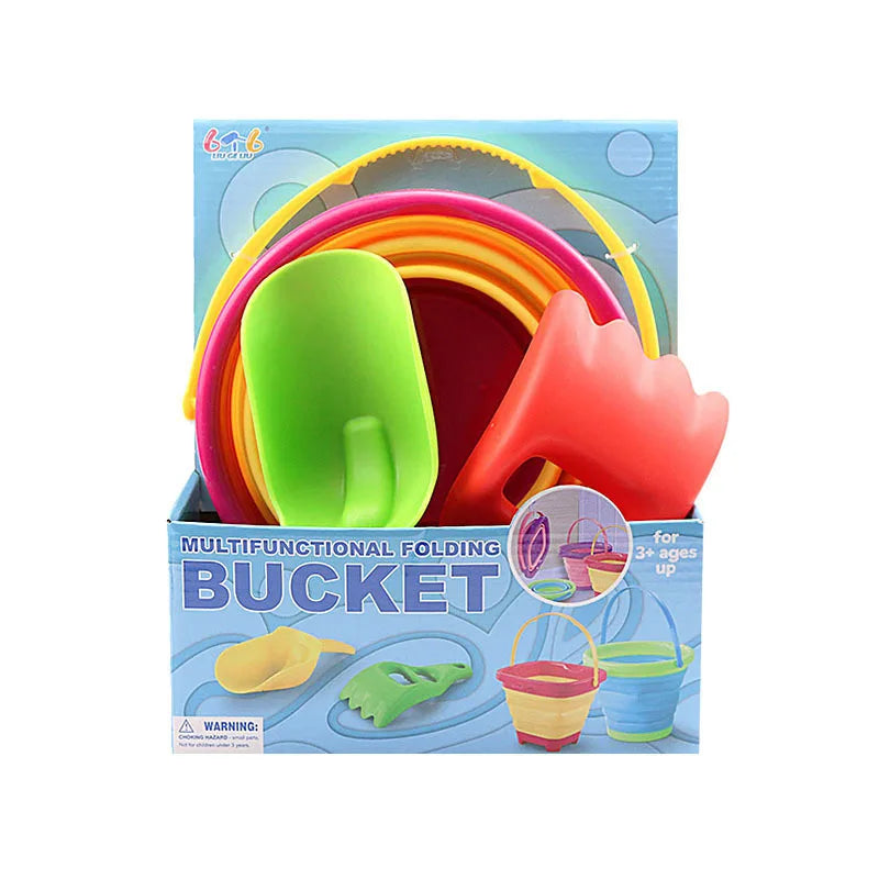 Children Beach Bucket Foldable Sand Toy Portable Play Summer Beach Water Game Telescopic Bucket Kids Toys Multi Purpose Storage