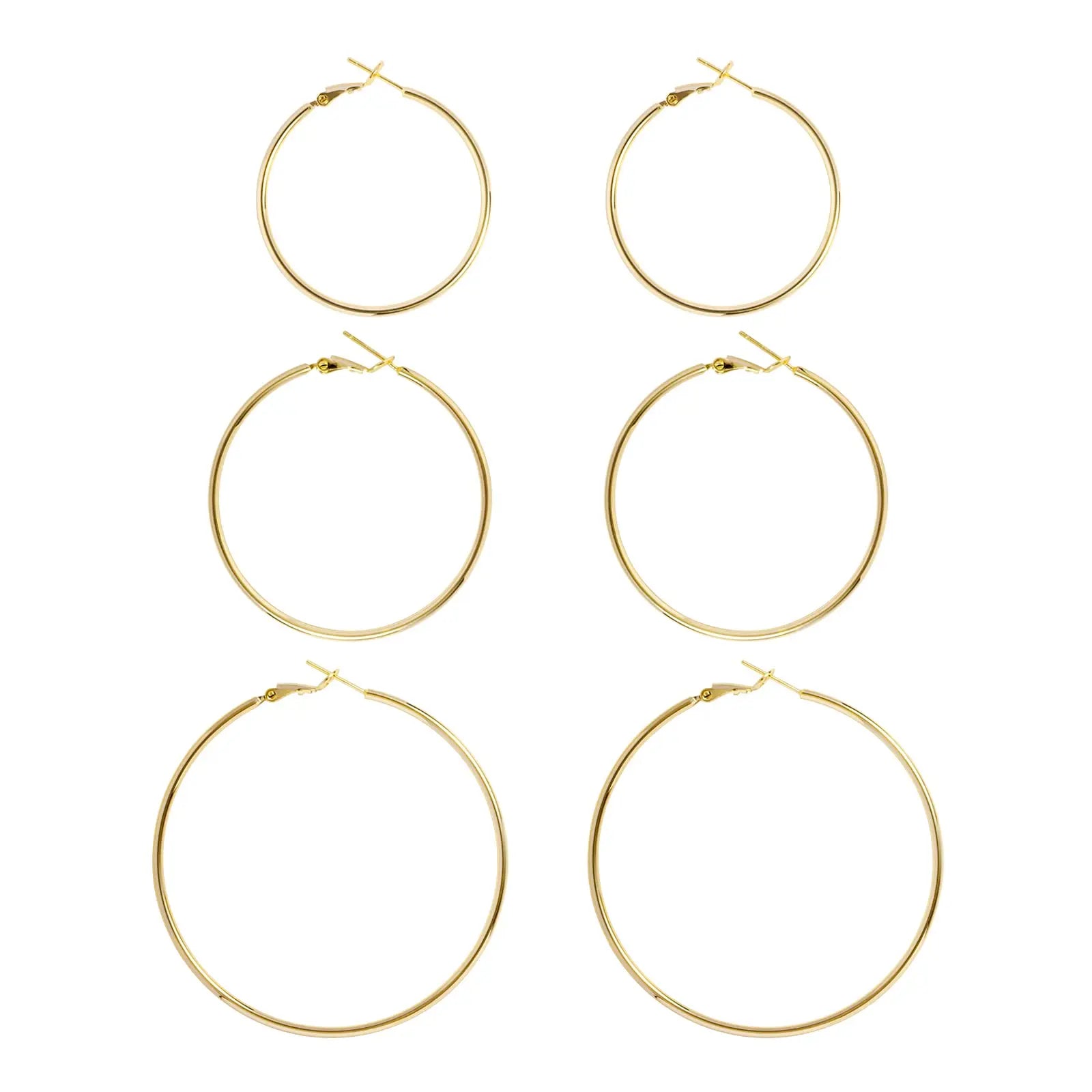 Hypoallergenic 925 Sterling Silver Post Circular ring 14K Gold Plated Hoop Earrings 40/50/60mm Women's Party Jewelry