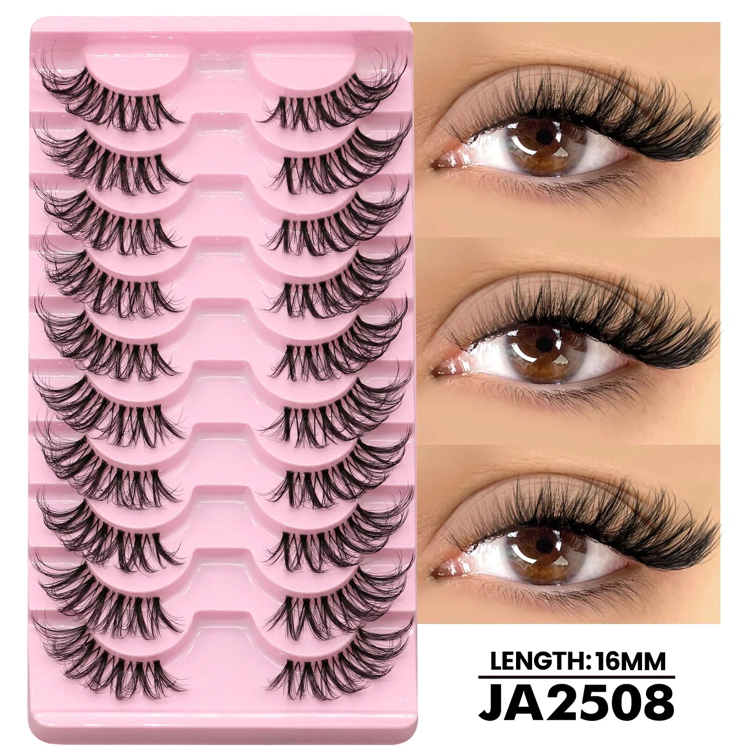 GROINNEYA Two Boxs Half Eyelashes Natural Fluffy Cat Eye Lashes Soft Wispy Faux Mink Lashes Winged End Eye Elongated Eyelashes