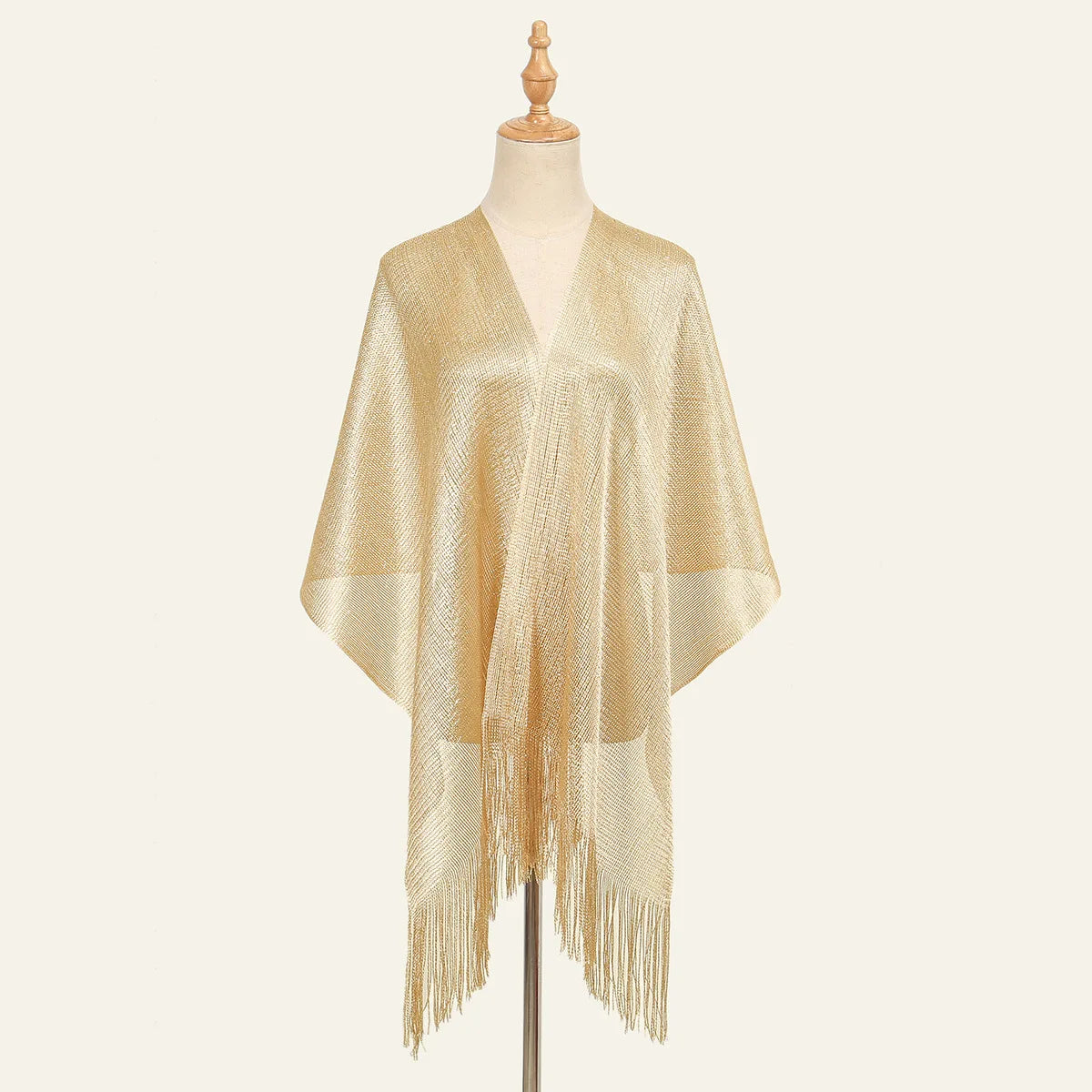 Fashion Bright Silk Sunscreen Shawl Hijab Gold Silver Shiny Scarves For Women Lace Tassel Party Evening Dress Scarf