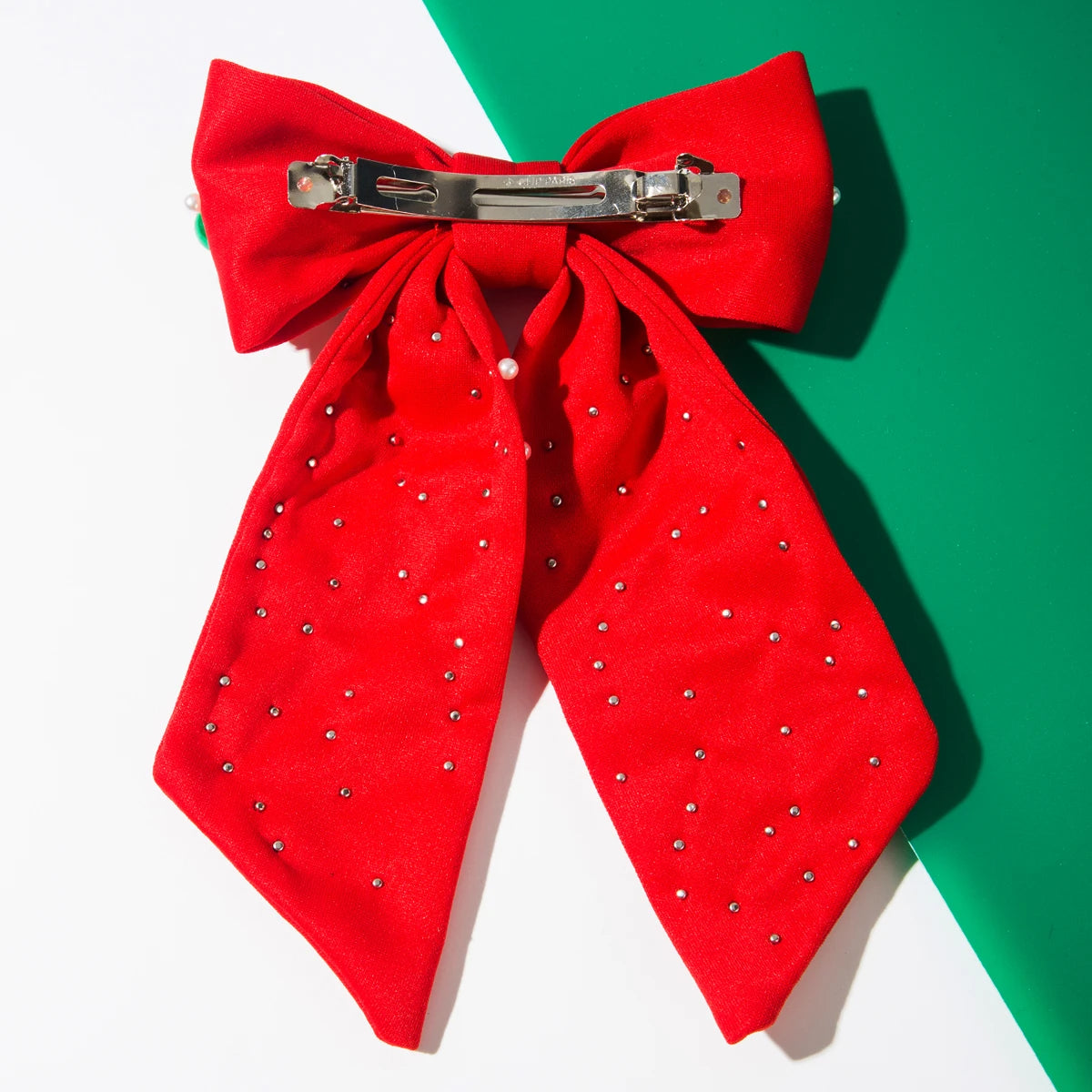 New Christmas Elements Bow Hairpin Women's Fashion Nail Diamond Pearl Holiday Party Spring Clip Hair Accessories