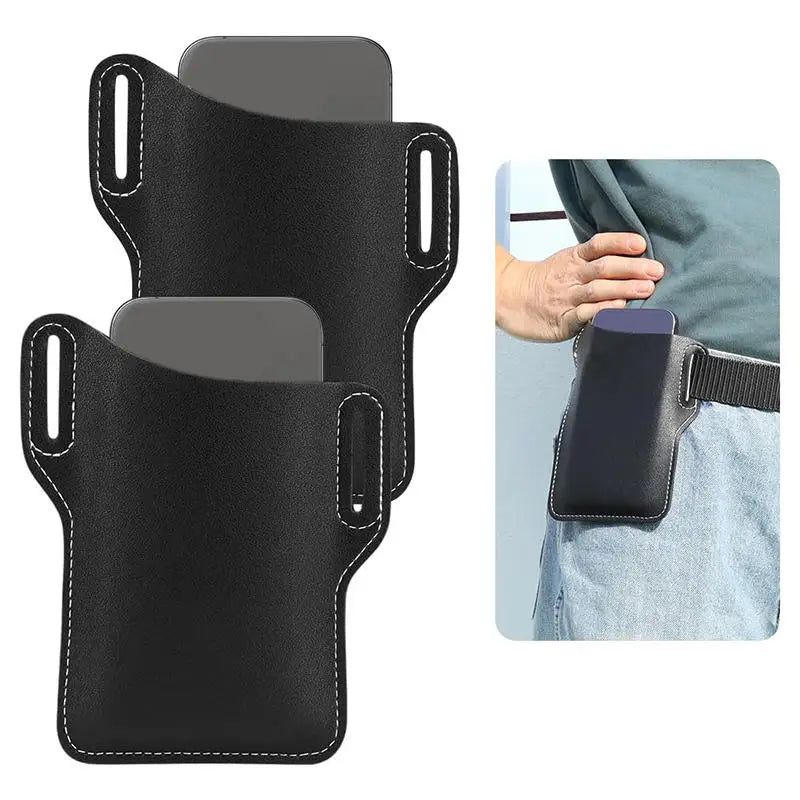 Fashion Men Belt PU Leather Waist Bag Case Vertical Multifunctional Portable Phone Waistpack Card Bag Travel Casual Phone Bags