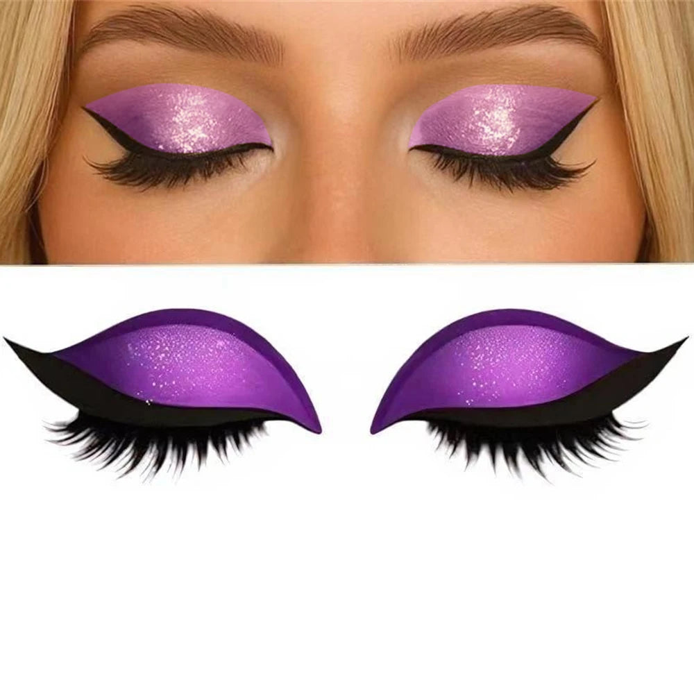 Reusable 1 Pair Lazy Eye Shadow Eyelash Patch 2-In-1 Eye Makeup Sticker With False Lashes & Shadow Waterproof Cosmetic Tools