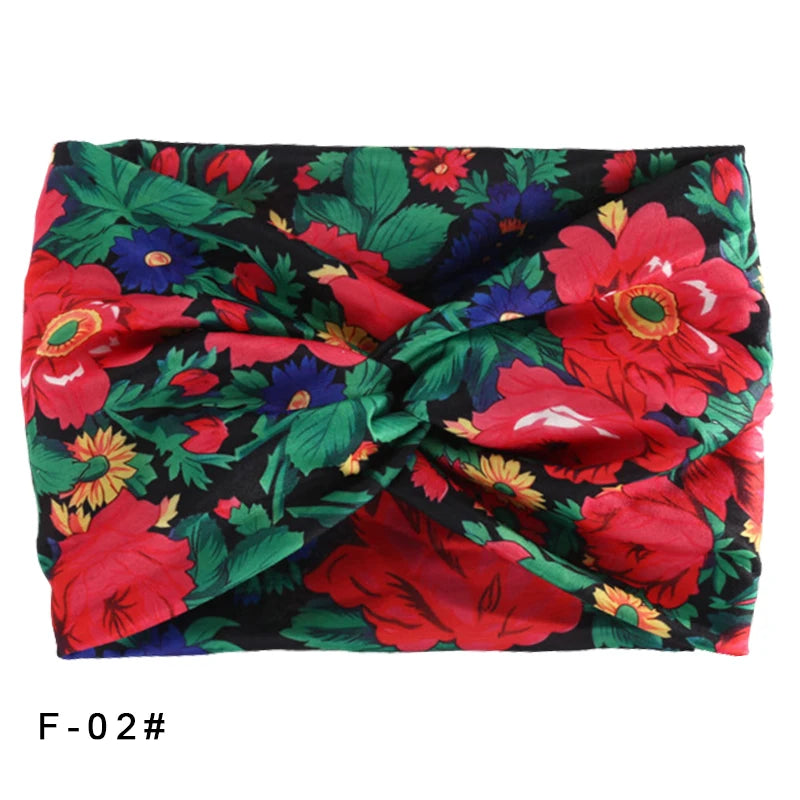 Printed Wide Elastic Headband Pilates Yoga  Running Cycling Hairband Turban Makeup Hair Hoop Makeup Headwrap for Women Girl