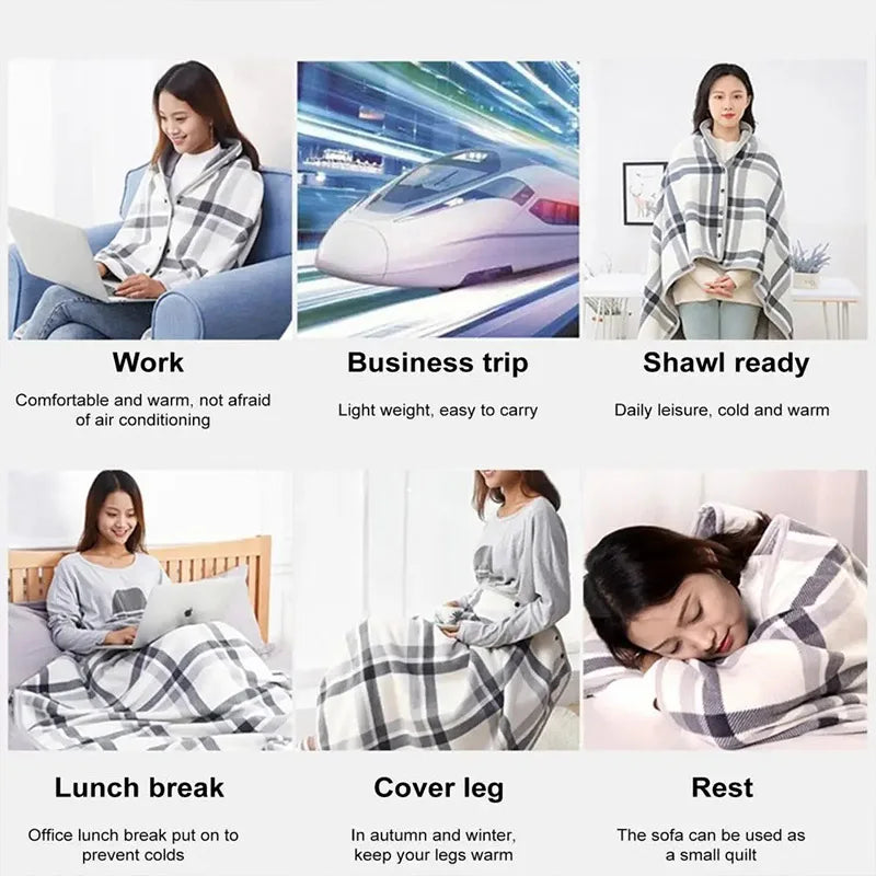 1 PC Buckle Shawl Soft-to-the-touch Blanket Lightweight Shawl Lunch Break Blanket Winter Wearable Blanket for Office Dormitory