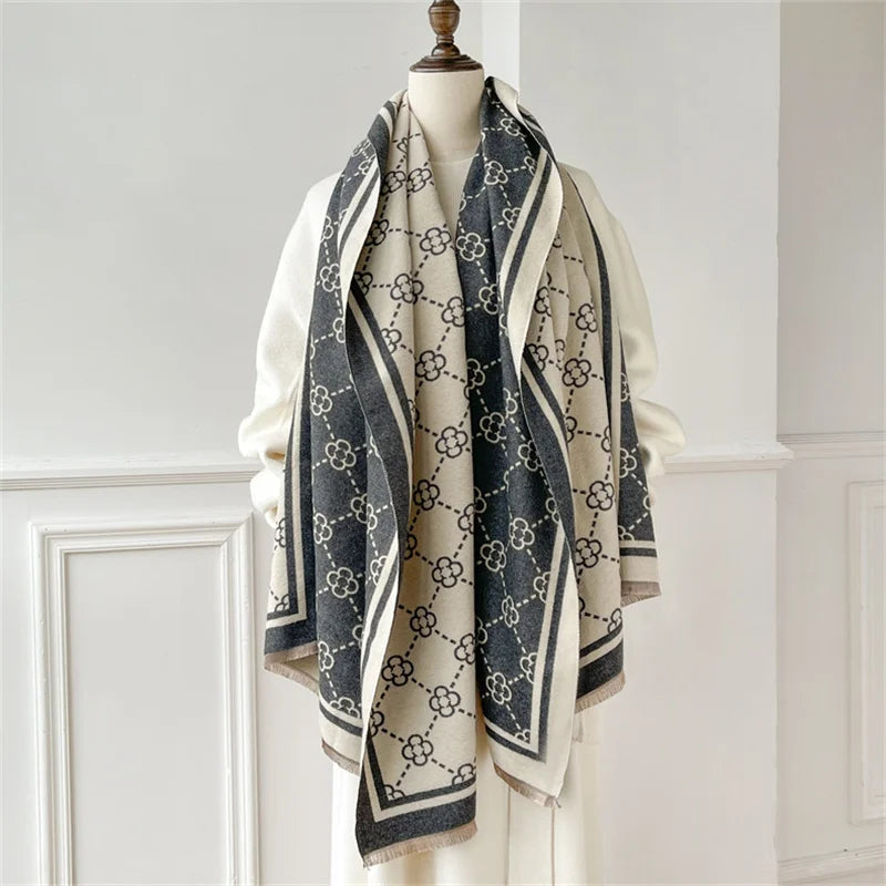 Luxury Brand Cashmere Women Plaid Scarf Winter Warm Shawl and Wrap Bandana Pashmina Female Foulard Square Thick Blanket Poncho