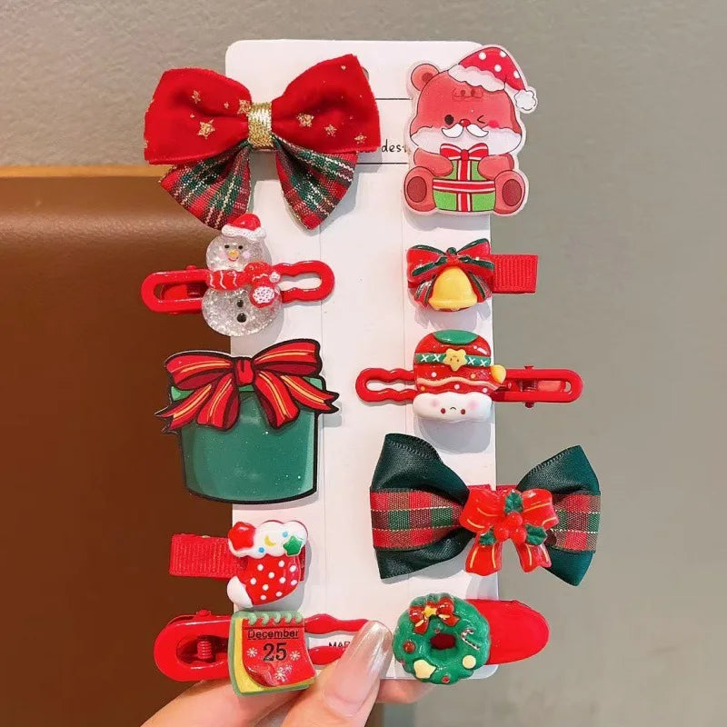 Christmas cartoon hair clip for kids; cute bangs side clip; Santa Claus duck mouth clip; little girl side clip.