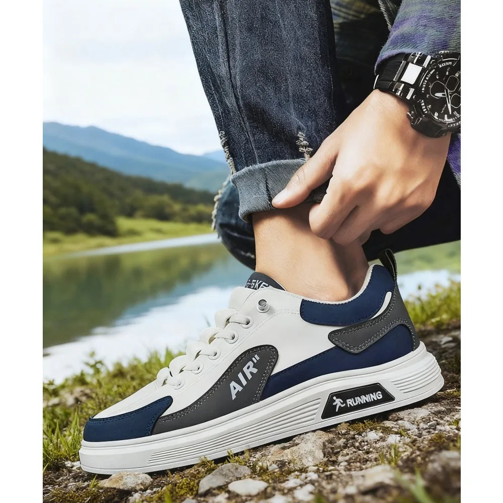 Men's Casual Slip-On Work oes Breathable Wear-Resistant Faionable All-Season Leather Patchwork round Toe PVC Outsole