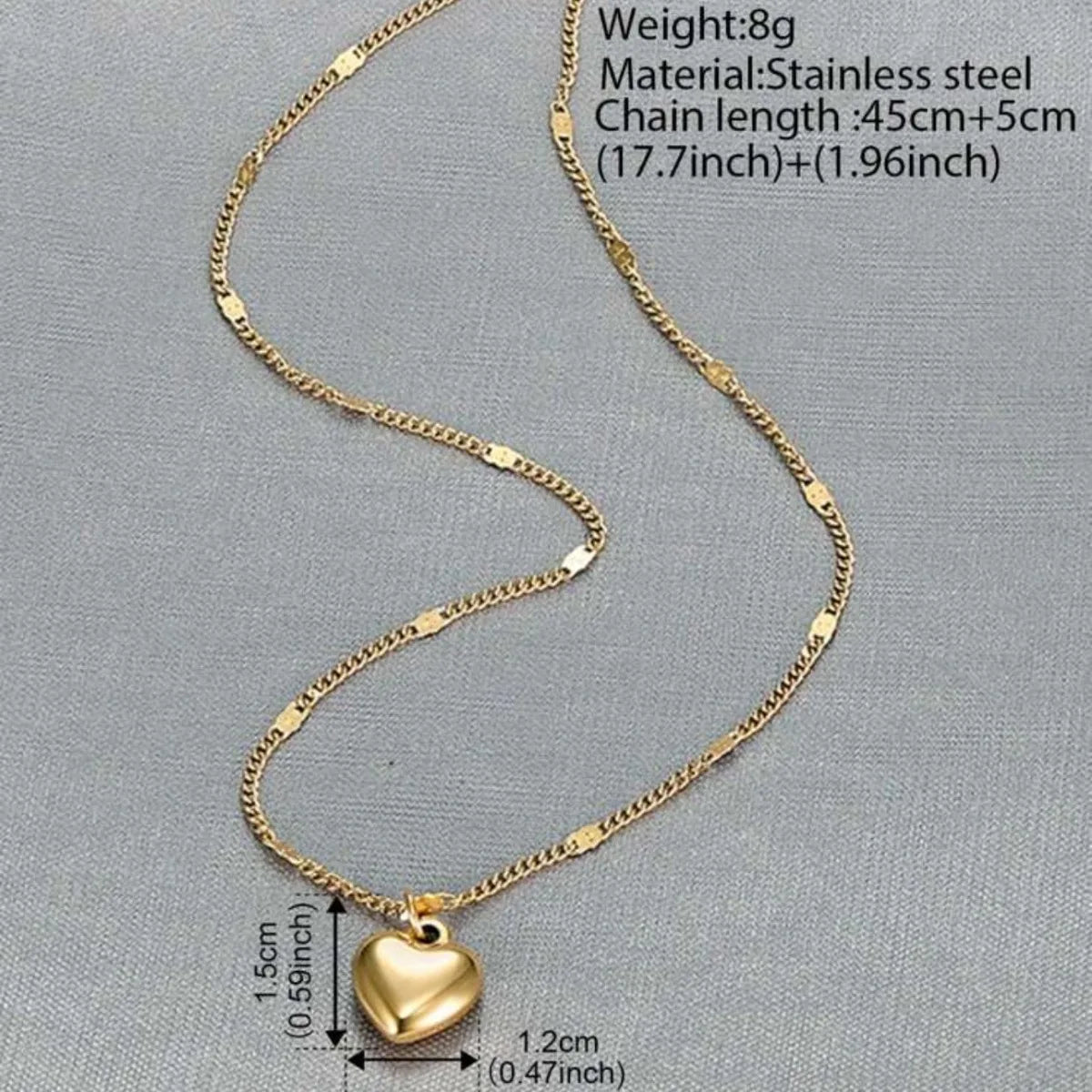 Stereoscopic Stainless Steel Will Not Fade Small Peach Heart  Golden Necklace for Women Love Heart Pendant Collarbone Chain Gift