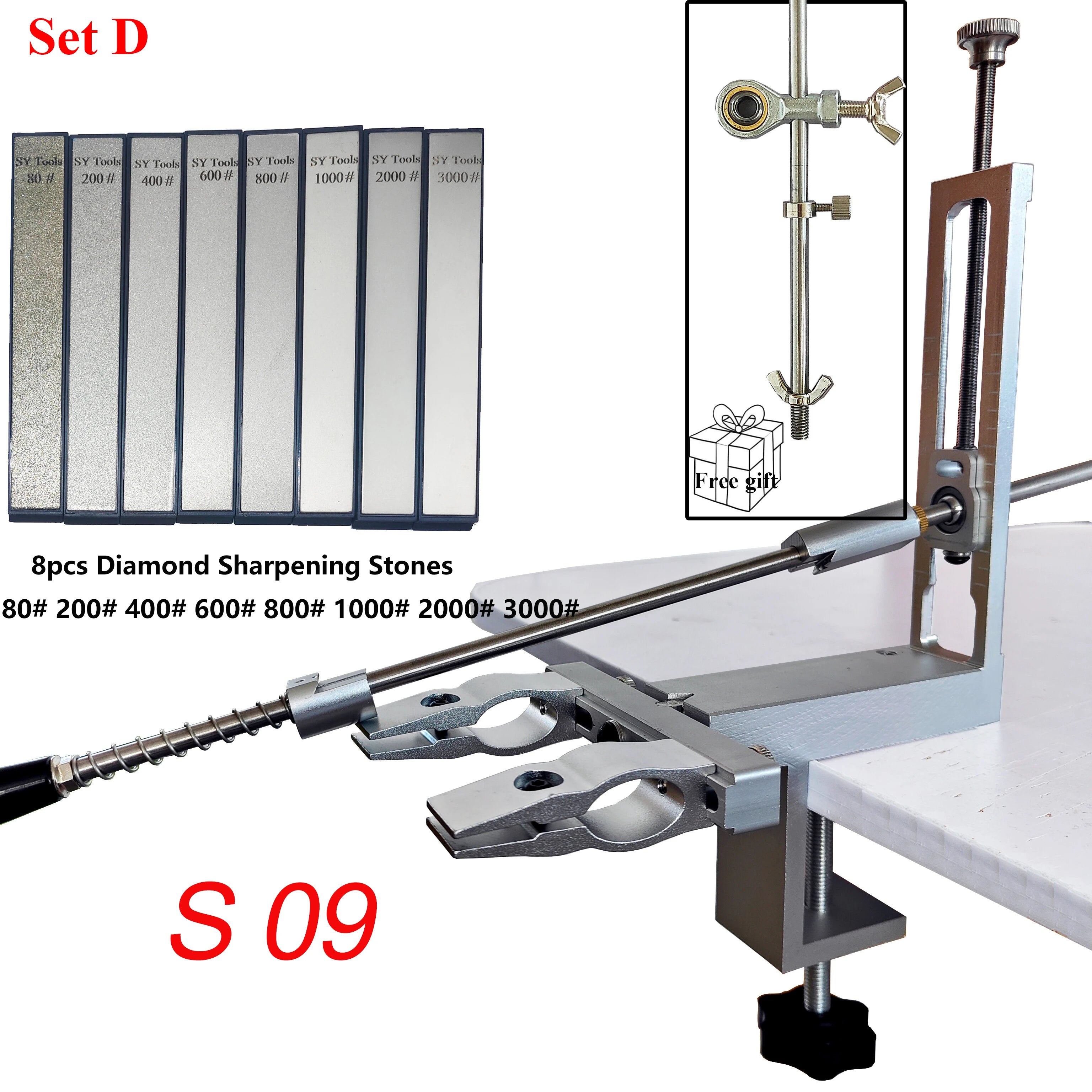 S09 New Design Professional Fixed Angle Apex Knife Sharpener Kitchen Knife tools Knife Sharpening System with diamond stones Set