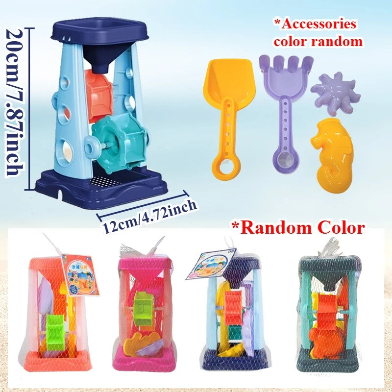 Beach Toy Set for Kids Sand Wheel Sand Bucket Scooter Shovel Rake Sailboat Hourglass Cute Molds Summer Outdoor Sandbox Sand Toys