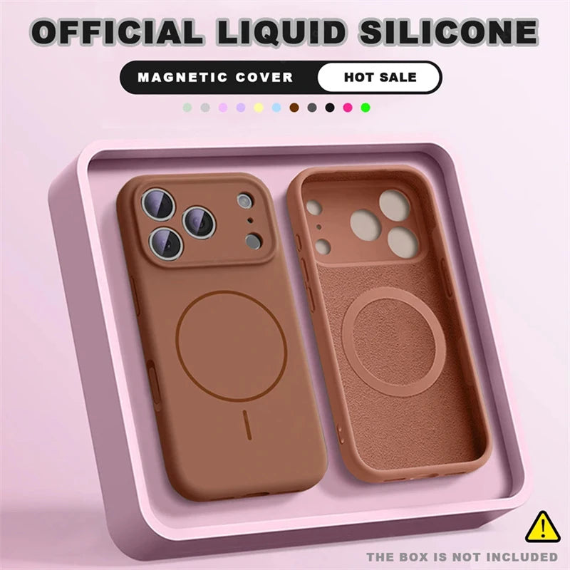 For Magsafe Liquid Silicone Phone Cases For iPhone 17 16 15 14 13 12 Pro Max 16 Plus Air Case Magnetic Wireless Charging Cover
