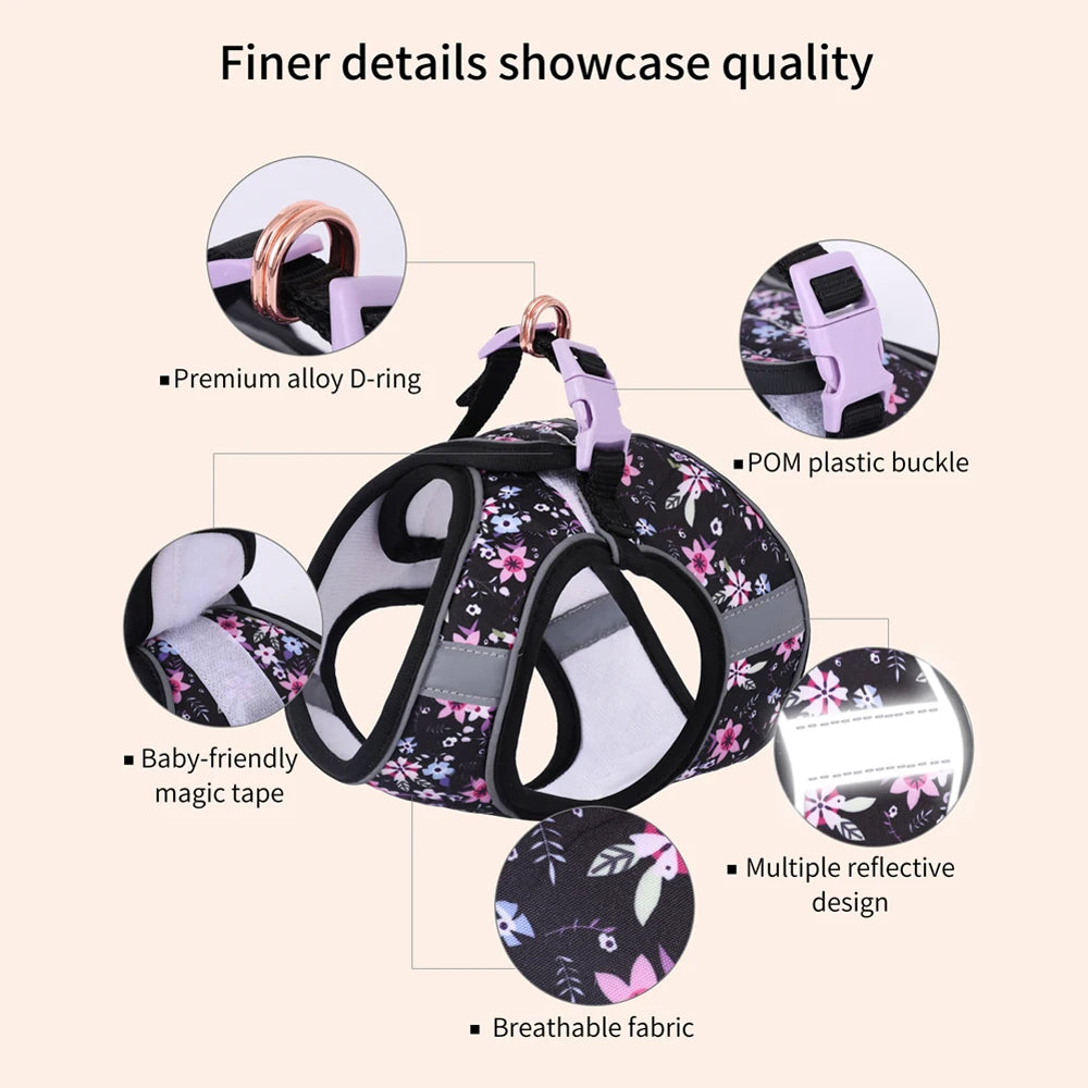 Small Dog Harness Leash Set Cute Traction Bracelet Medium Cat Collar Suit Soft Puppy Vest Harness Adjustable Pet Accessories