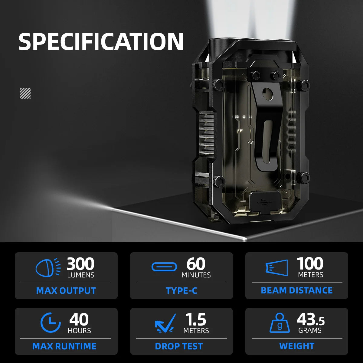 WARSUN Mini LED Flashlight SQ10 Rechargeable Keychain Torch Light with Clip Headlight for Outdoor Camping Hiking Emergency