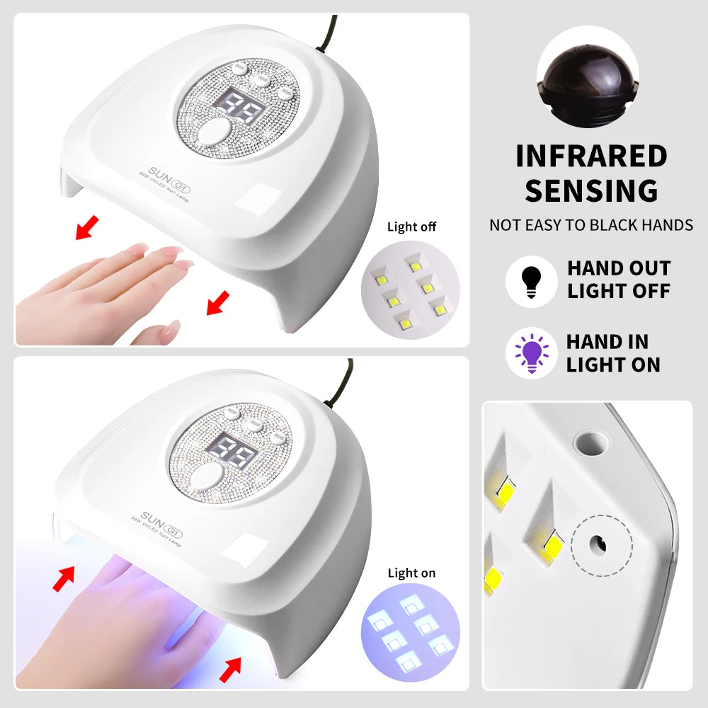 Nail UV/LED Dryer Lamp with 24 LEDS Quick Drying Nails Light Have 3 Timer Modes LCD Display for Manicure Salon Acrylic Gel Tools