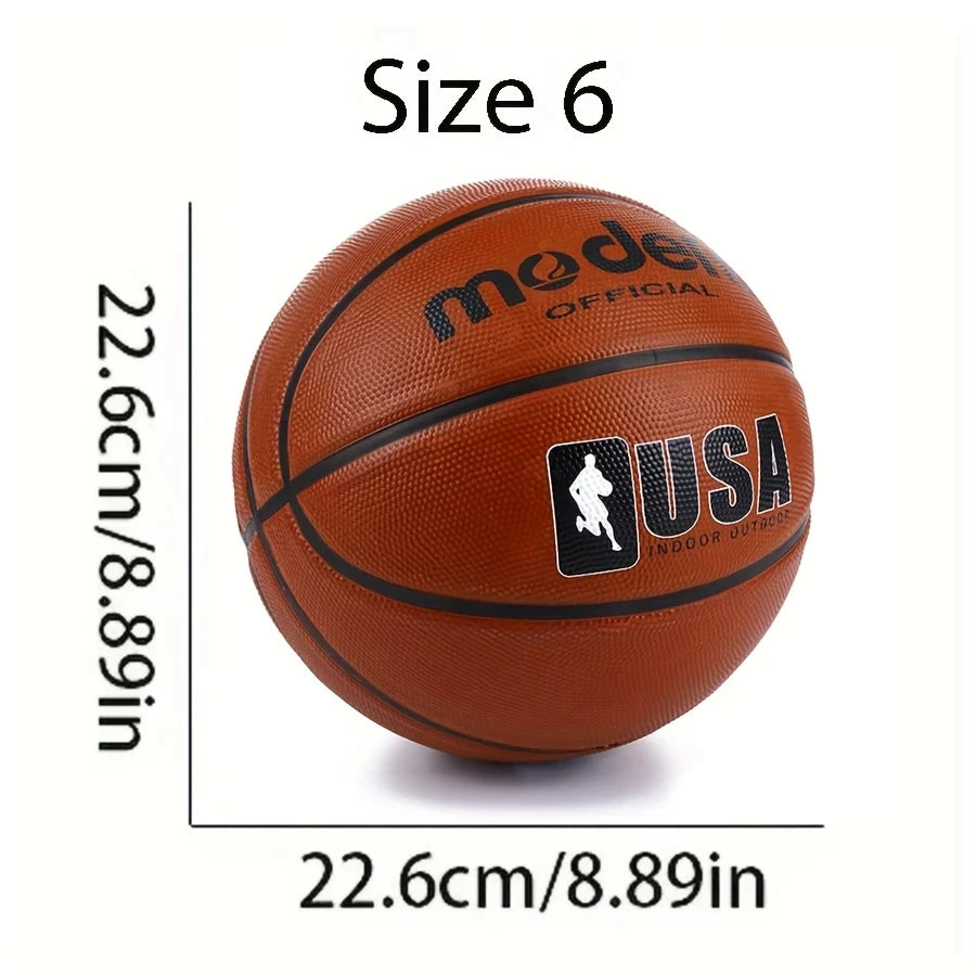 1pc official adult teenager basketball - brown size 4/5/6/7 basketball - durable rubber indoor/outdoor professional game ball