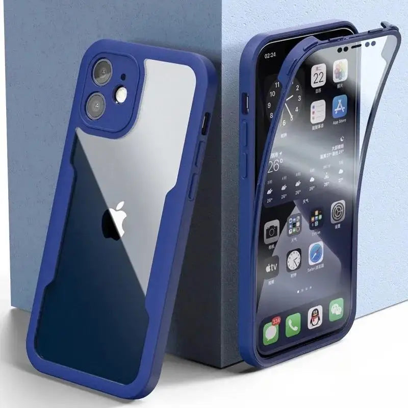 360 Full Body Front+Back Clear Case For iPhone 16 15 14 13 11 12 Pro Max XS X XR 7 8 Plus SE 2022 Silicone  Shockproof Cover