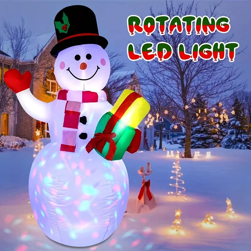 5FT Christmas Inflatable Snowman Model Decor Built-in LED Light Glowing Xmas Blow Up Snowman Garden Yard Party Holiday Ornament