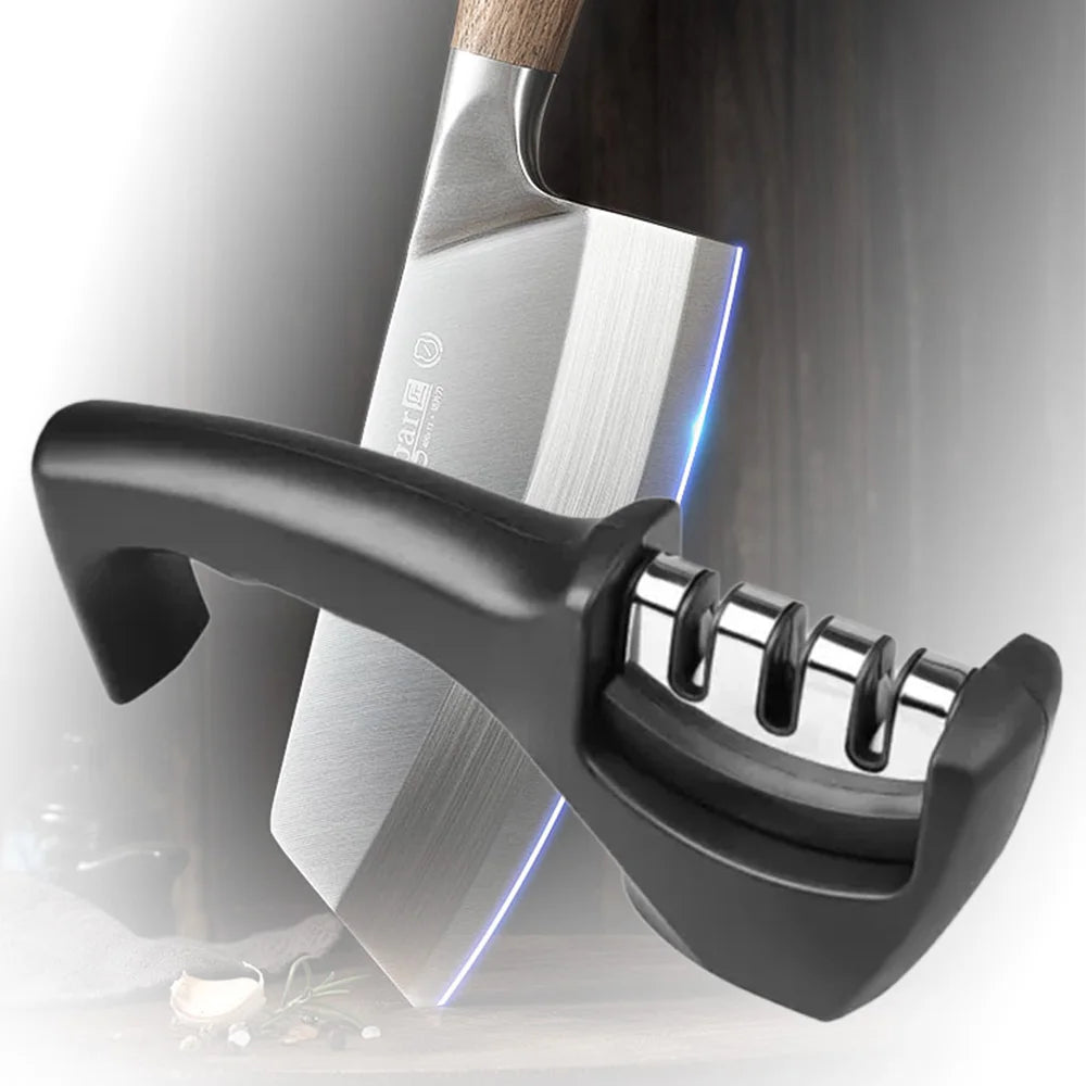 Stainless Steel Household Fast Knife Sharpener Three-Segment Multi-function Hand-Held  Sharpening Stone for Kitchen Knife