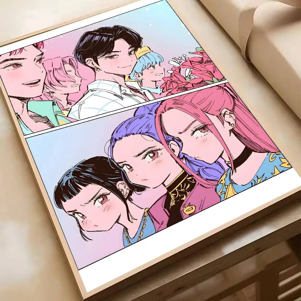 Hot Movie K-pop D-Demon H-Hunters Anime Poster Waterproof HD Art Wall Decal Self-Adhesive Print. Aesthetic Home Room Decor for L