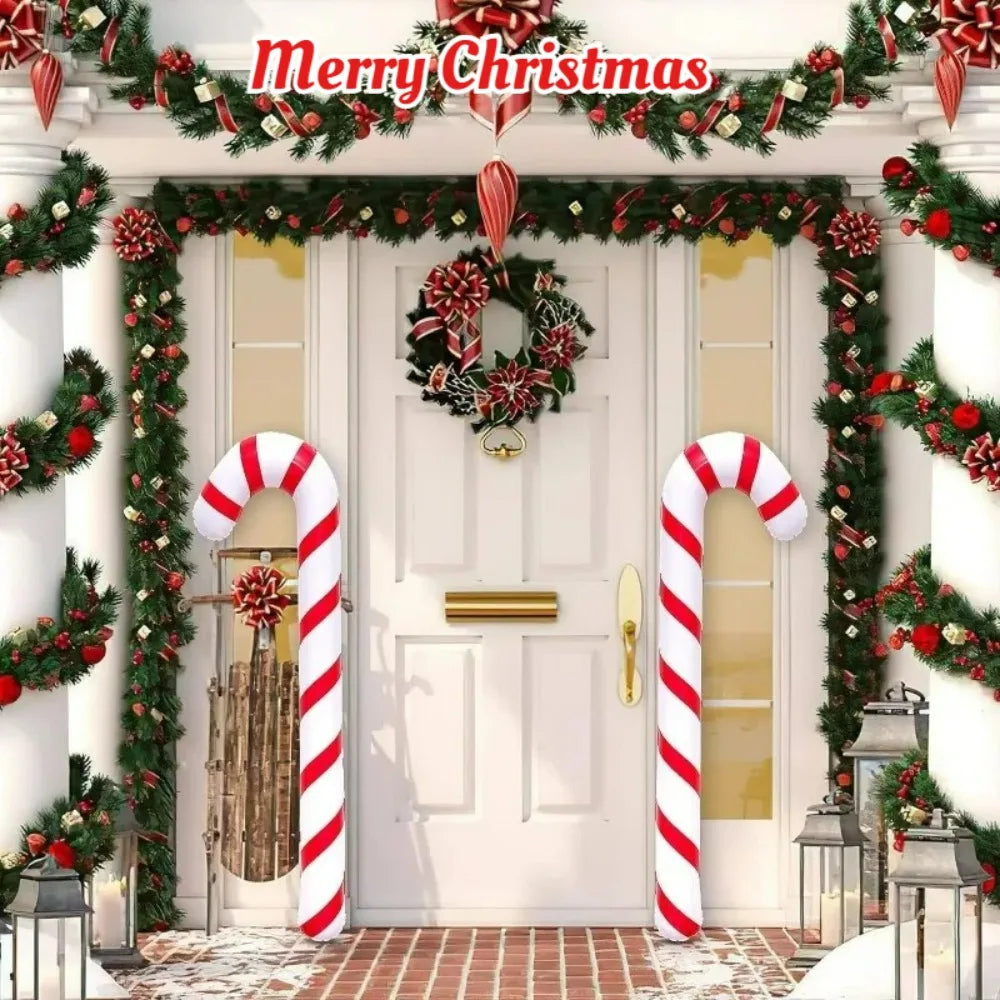 Inflatable Candy Cane Christmas Decorations PVC Xmas Candy Canes Balloons Hanging Ornament Indoor Outdoor Holiday Decorations